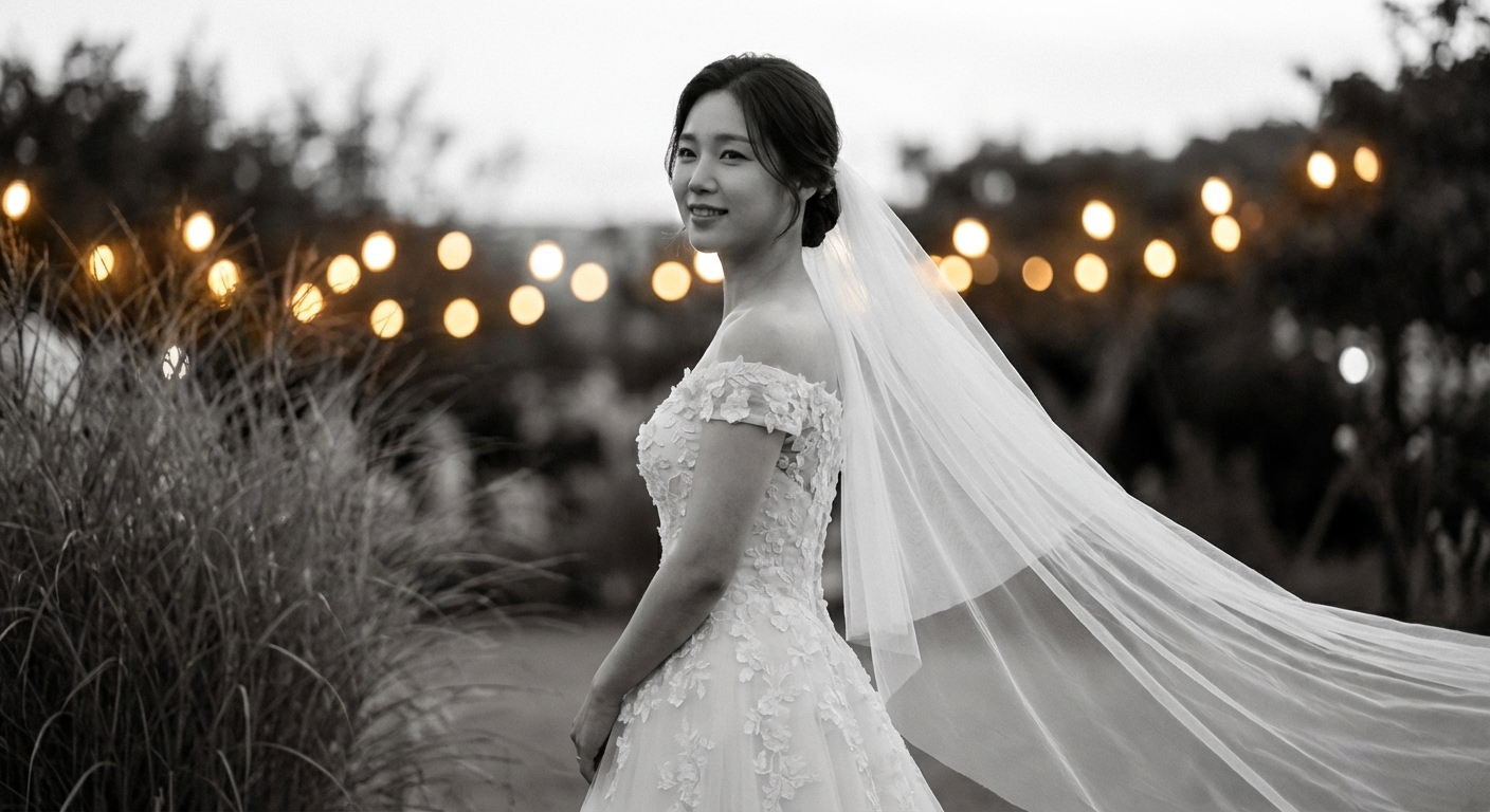 베일과 스트링라이트, 흑백