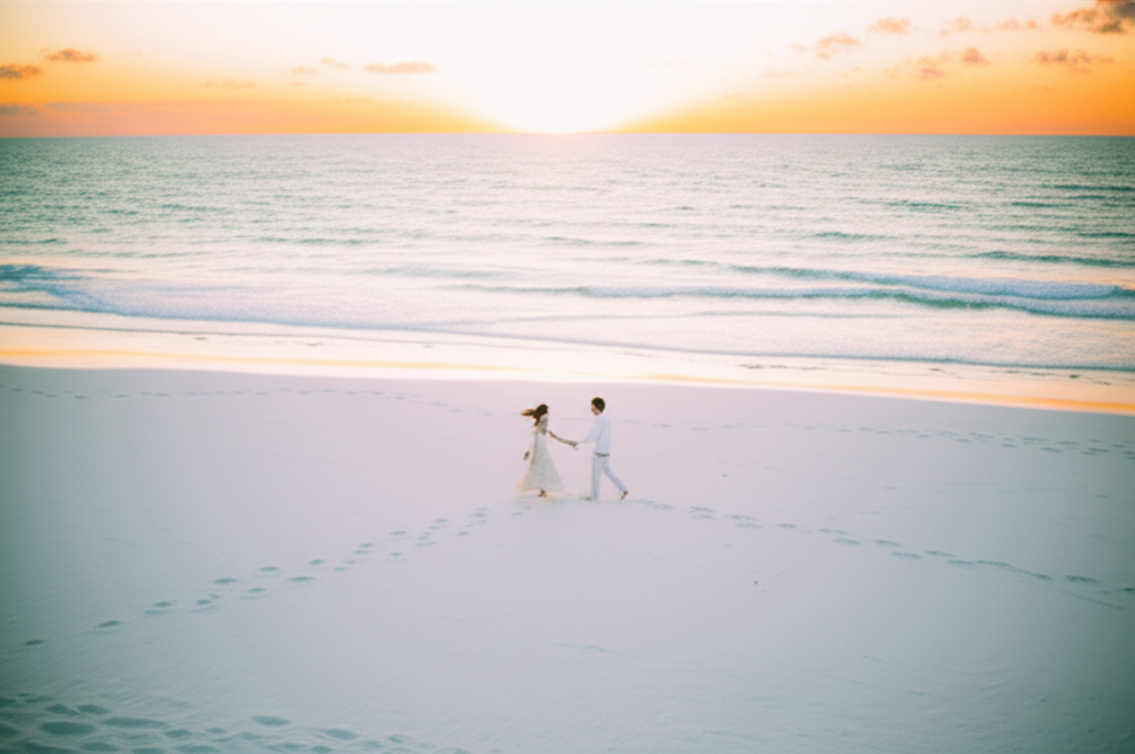 해변 와이드 로맨틱 실루엣